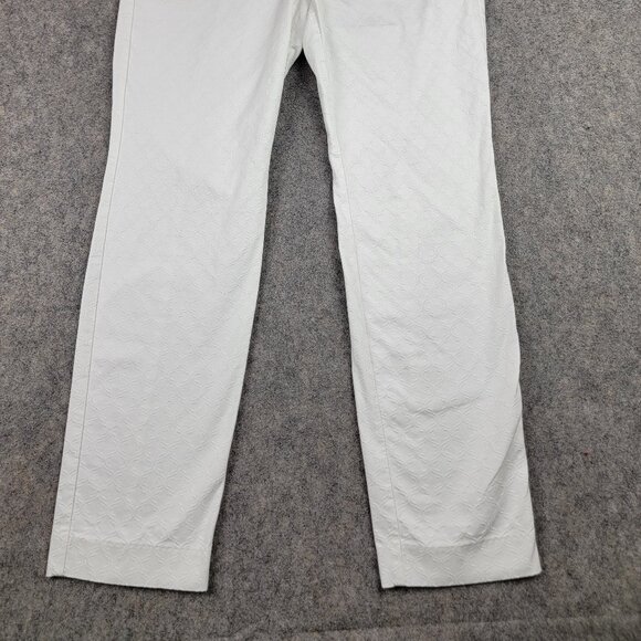Lilly Pulitzer Textured Straight Pants Womens Size 8 White Embossed Pattern - Picture 2 of 15
